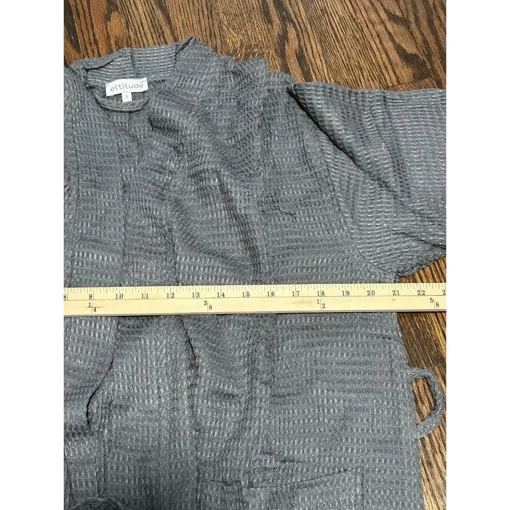 Ettitude Waffle Bathrobe Women S Gray Weave Bamboo Lyocell Long Sleeve Tie Front
